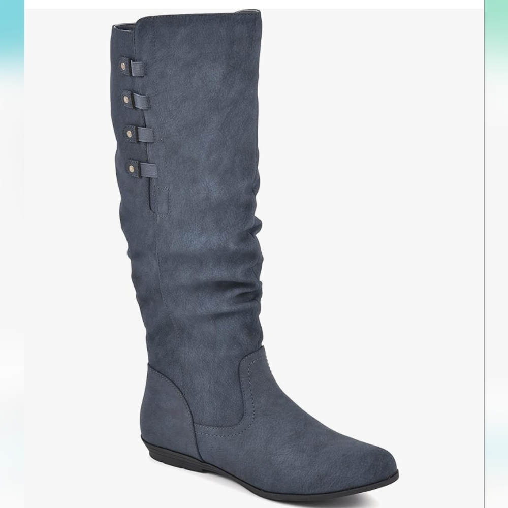 🆕 NWT Cliffs by White Mountain navy faux suede flat knee high boots - Picture 3 of 11